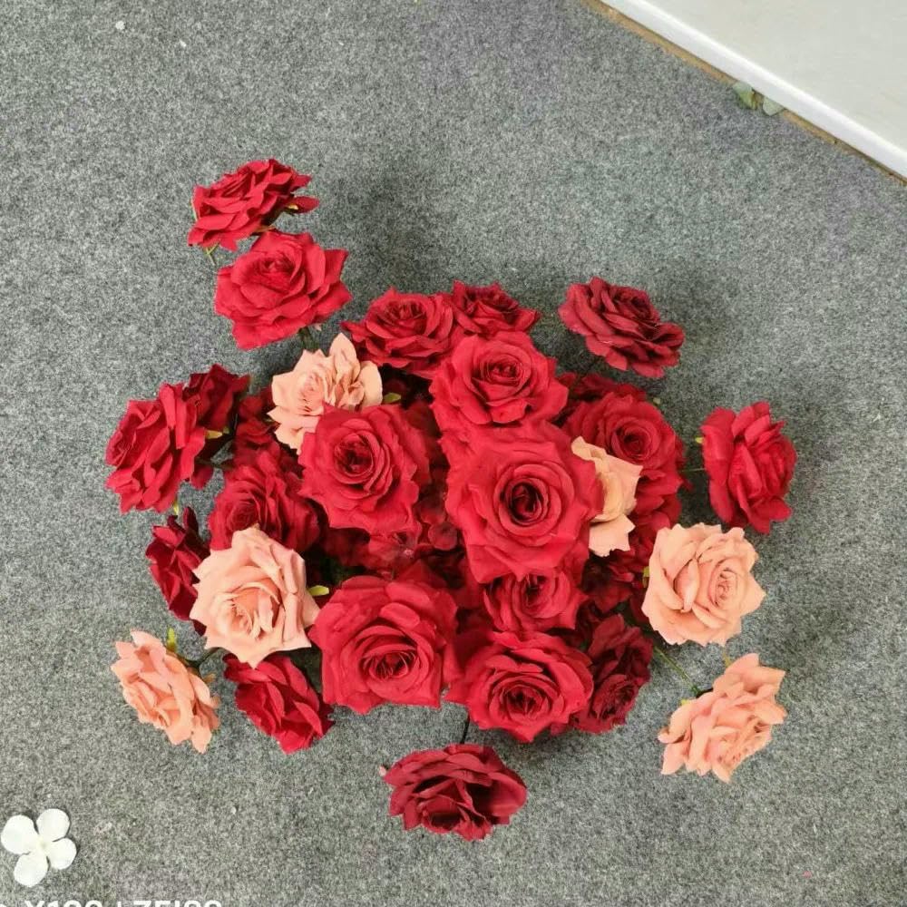 Spersonalizowane Sztuczne Kwiaty Róży, Dekoracja Ślubna, Wiszące Kwiaty, Tło Dekoracyjne, Kula Kwiatowa, Dekoracja Sceny, 100X45X30 Cm, Białe