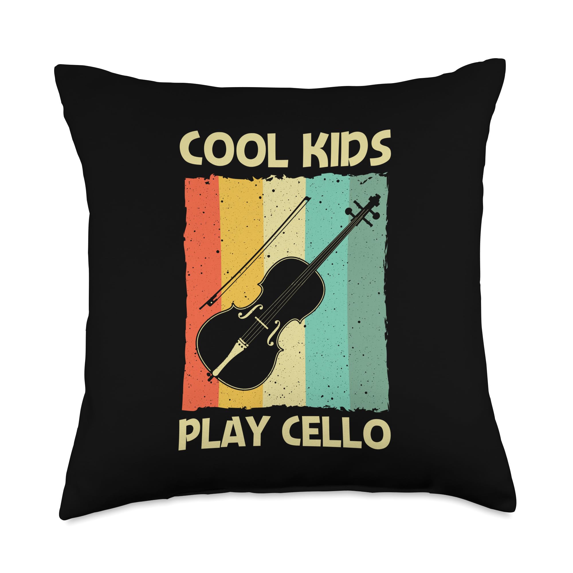 Cool Cello Art For Kids Boys Music Instrument Cello Player Throw Pillow