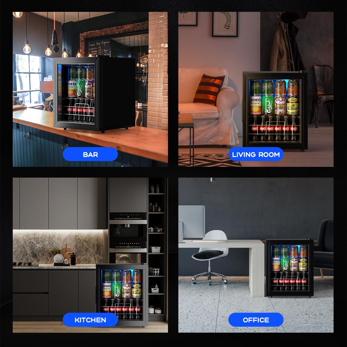 Iorbur Wine Cooler Refrigerator Small Mini Fridge Freestanding Beverage Cooler, 75 Can Beverage Refrigerator With Adjustable Shelving Glass Door For Beer Soda Or Wine Perfect Office Home Or Bar Black on Fridge.com - View 5