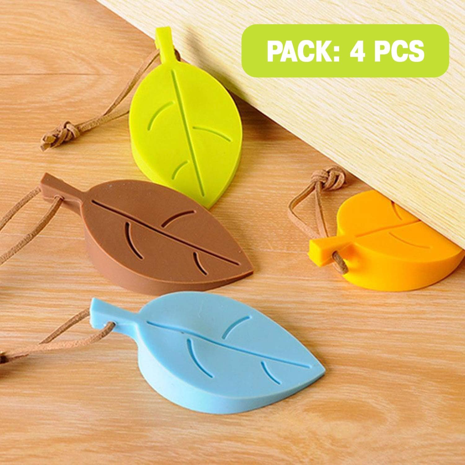 Tор Brаndѕ Leaf Style Door Stoppers Set - Silicone Rubber Stoppers Colorful Door Stopper Finger Protector Rubber Door Stopper with Holders Silicone Window/Door Stops Baby Door Wedge Stopper for Home and Office
