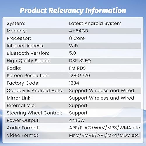 Miniatura 3 de Roinvou Estéreo Android CarPlay 2+64G para Toyota Camry 2012-2014, CarPlay inalámbrico integrado con Android Auto, pantalla táctil de 10.1 pulgadas