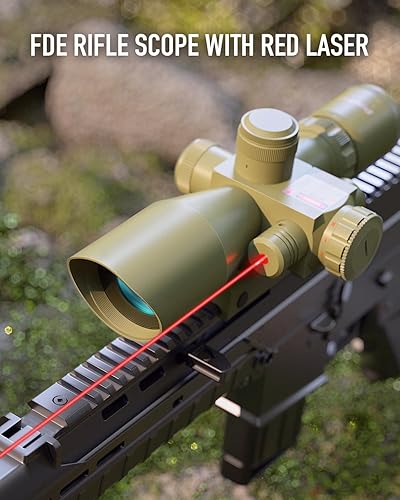 Miniatura 6 de Pinty 2.5-10x40 Rojo Verde Iluminado Mil-dot Tactical Rifle Alcance con Láser Rojo Combo - Color de Lente Verde