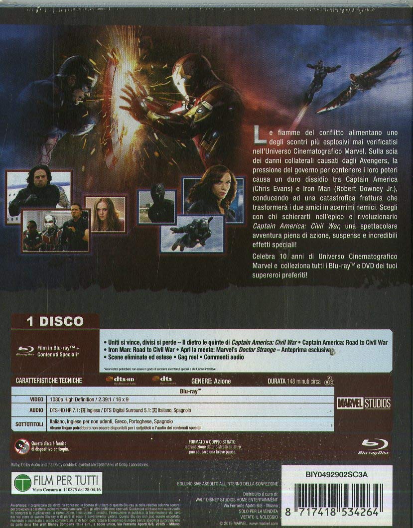Captain America Civil War 10° Anniversario Marvel Studios brd