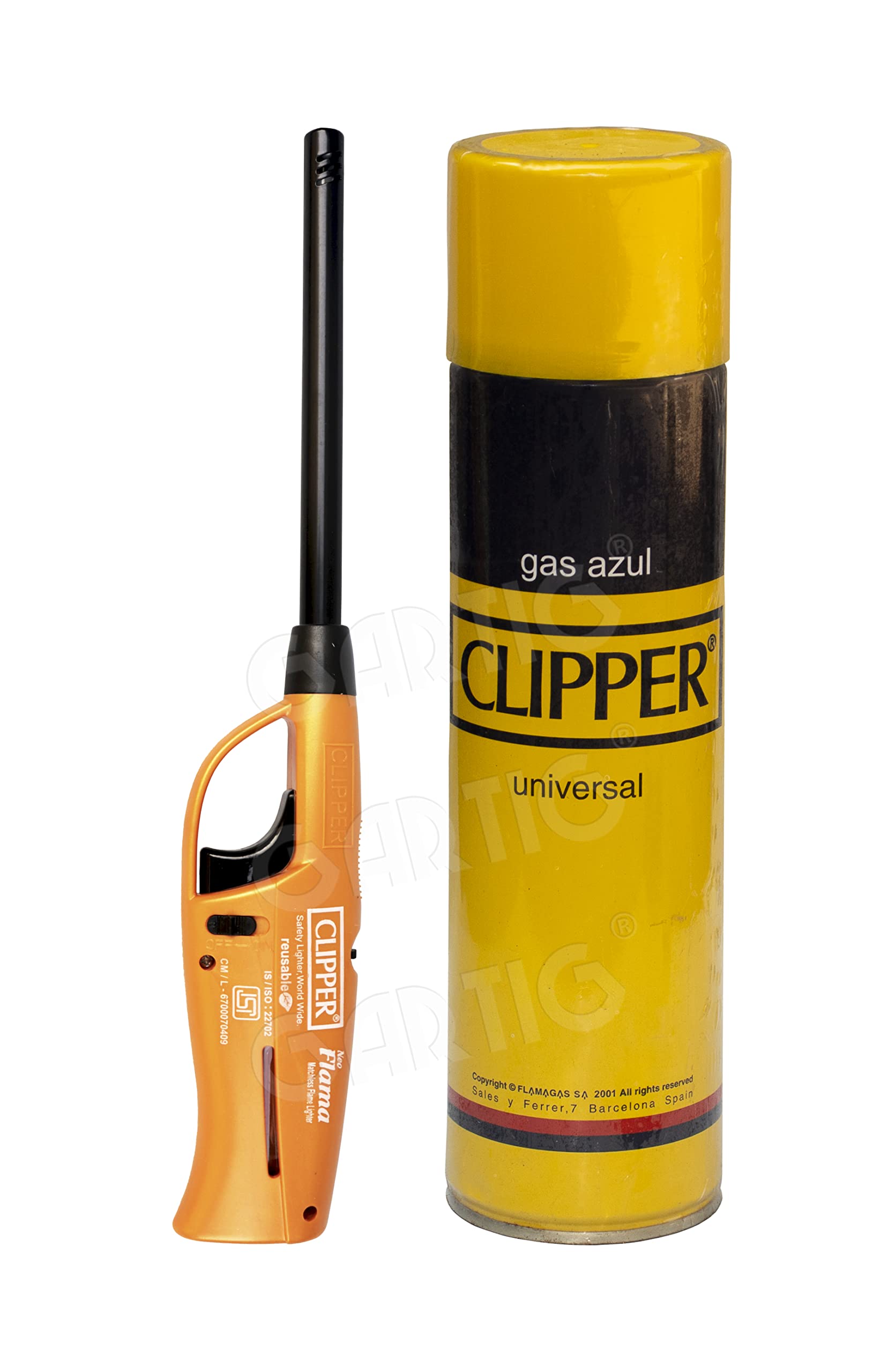 Clipper Neo Flama Matchless Flame Lighter (Orange) with refiller 550ml