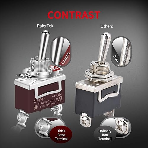 Miniatura 9 de DaierTek 2 interruptores de palanca marinos con cubierta de goma impermeable + 1 interruptor de palanca con cubierta de protección de seguridad