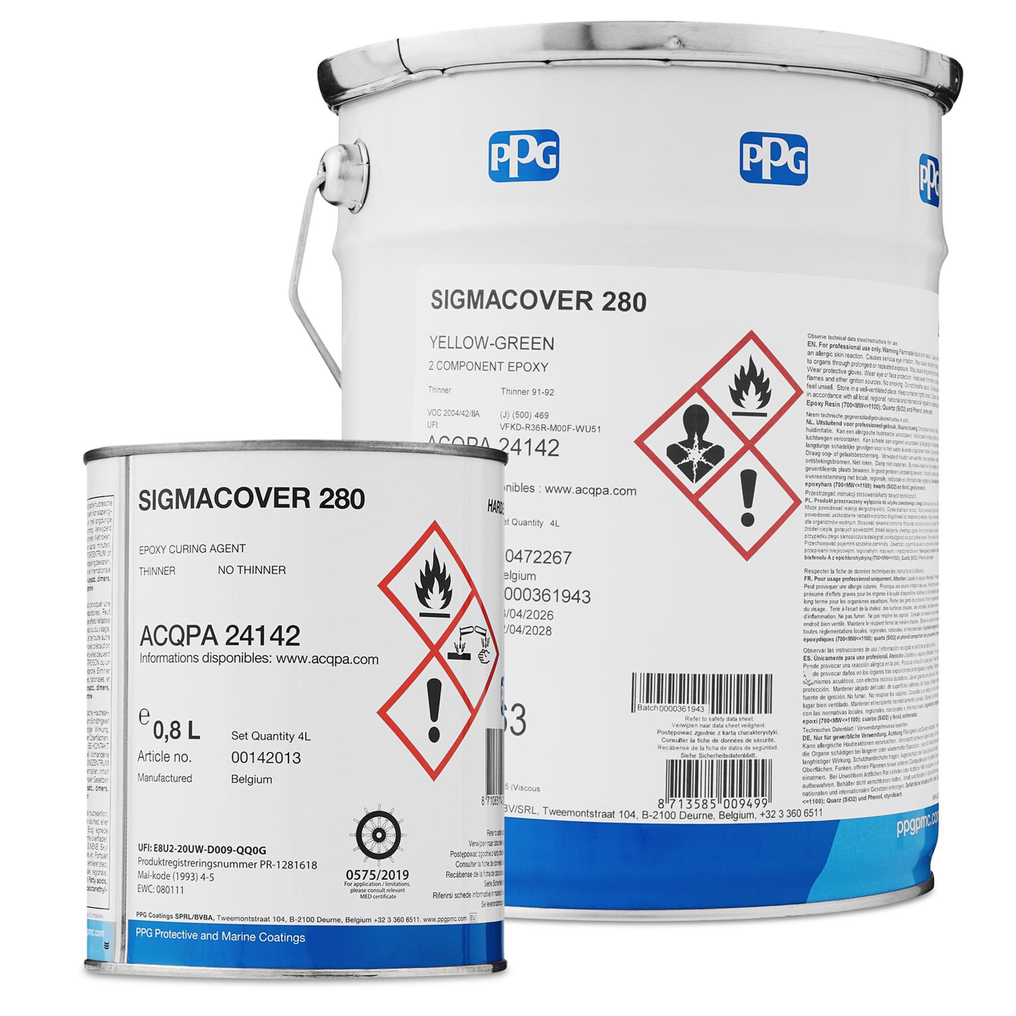 PPG Sigma Sigmacover 280 - Universalfarbe, Epoxy-Grundierung für Metall, Hervorragende Haftung, Korrosionsschutzfarbe, Ideal zum Schutz von Schweißverbindungen (Rotbraun, 4 Liters (44m2))