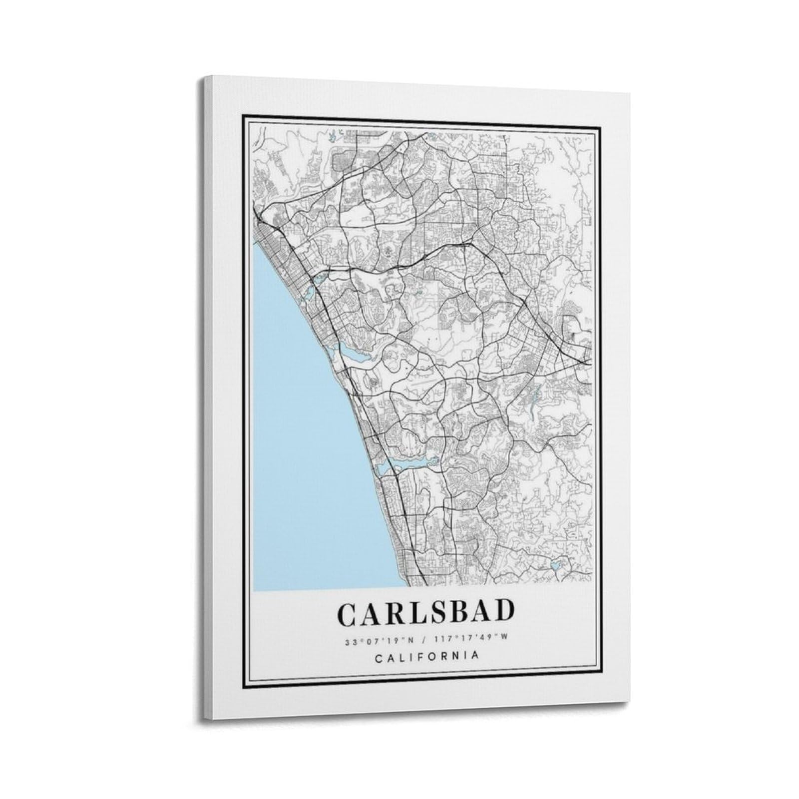 xiaoxiaoshen Carlsbad California Map Canvas Poster Wall Art Prints Room Aesthetic Murals Bedroom And Living Decorations 20x30inch(50x75cm)