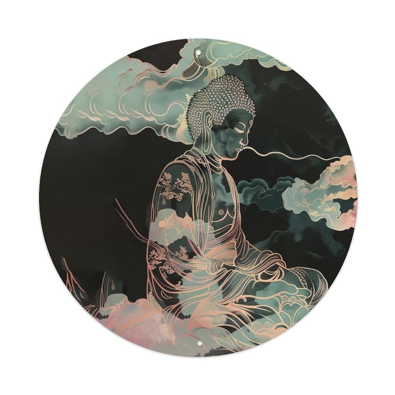 Buddhism Buddha Statue on The Clouds Metal Tin Sign