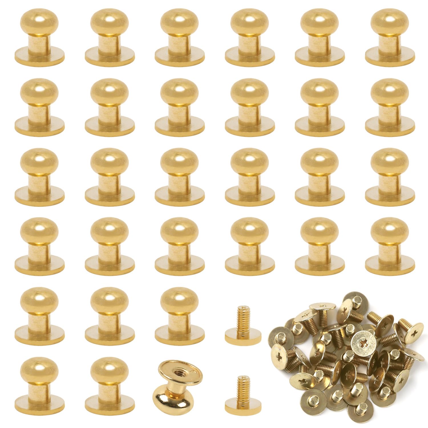 ASUNFO30 Pcs Mini Drawer Pulls 0.39" Gold Knobs Jewelry Box Handles Round Hardware with 30pcs Screws for Wardrobe Bathroom Cabinet
