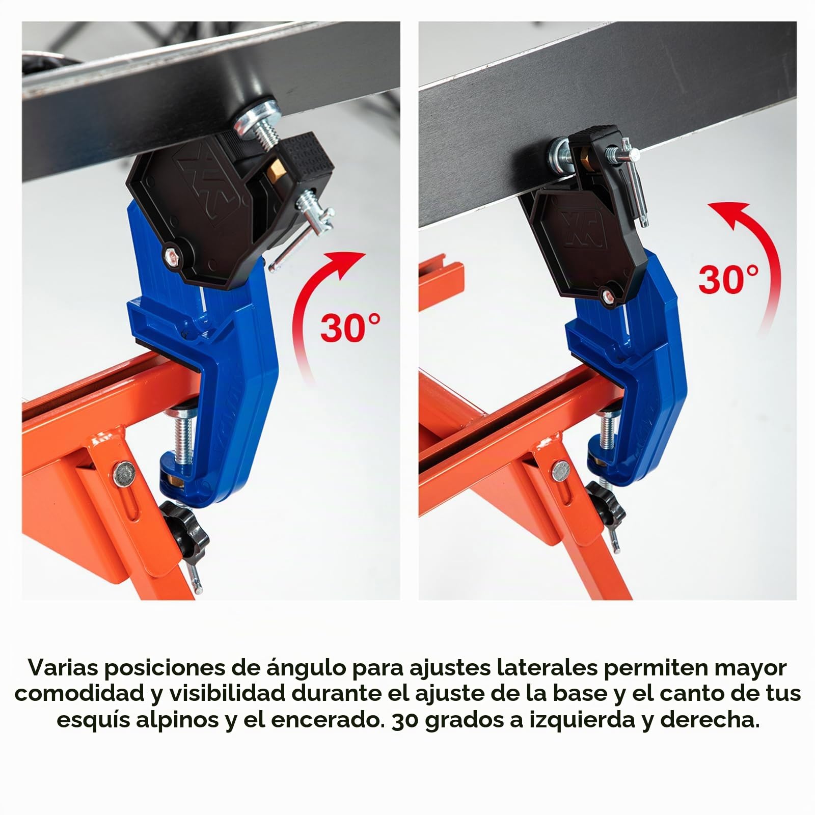 XCMAN Alpine Ski Vise PRO - Tornillo de banco para afinación y encerado de esquí, ángulo y altura ajustables, duradero y estable, la mandíbula se abre hasta 105 mm