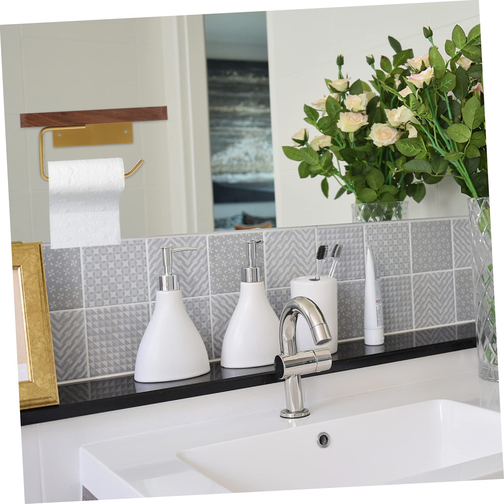 NUOBESTY Portarrollos de Papel Higiénico de Nogal Negro Estante, Resistente al Agua y Gran Capacidad de Carga para Baño y Inodoro