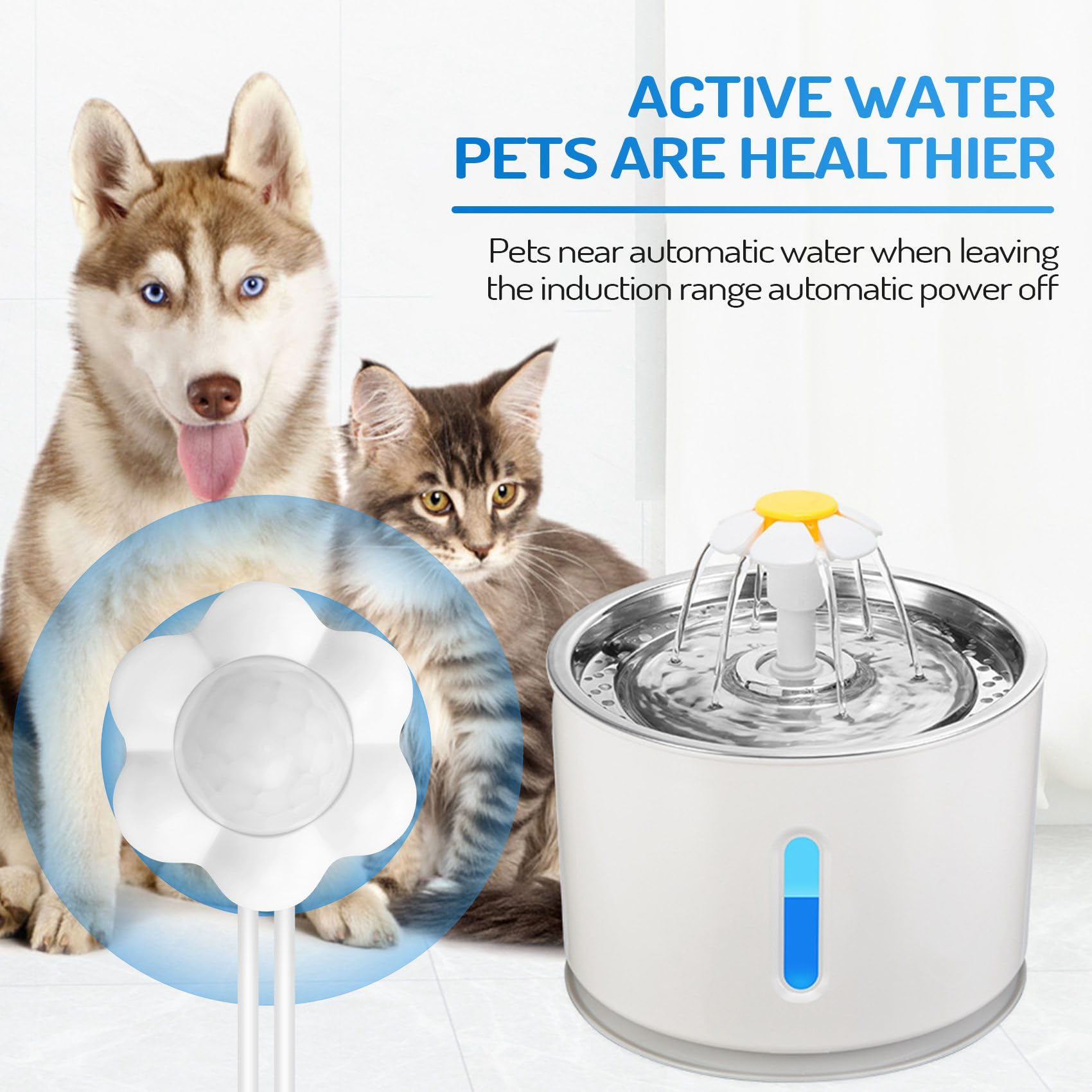 Sensore di Movimento Intelligente Distributore di Fontane per Cani e Gatti Rilevatore di Accessori per Animali Domestici Universale USB a Infrarossi Intelligente