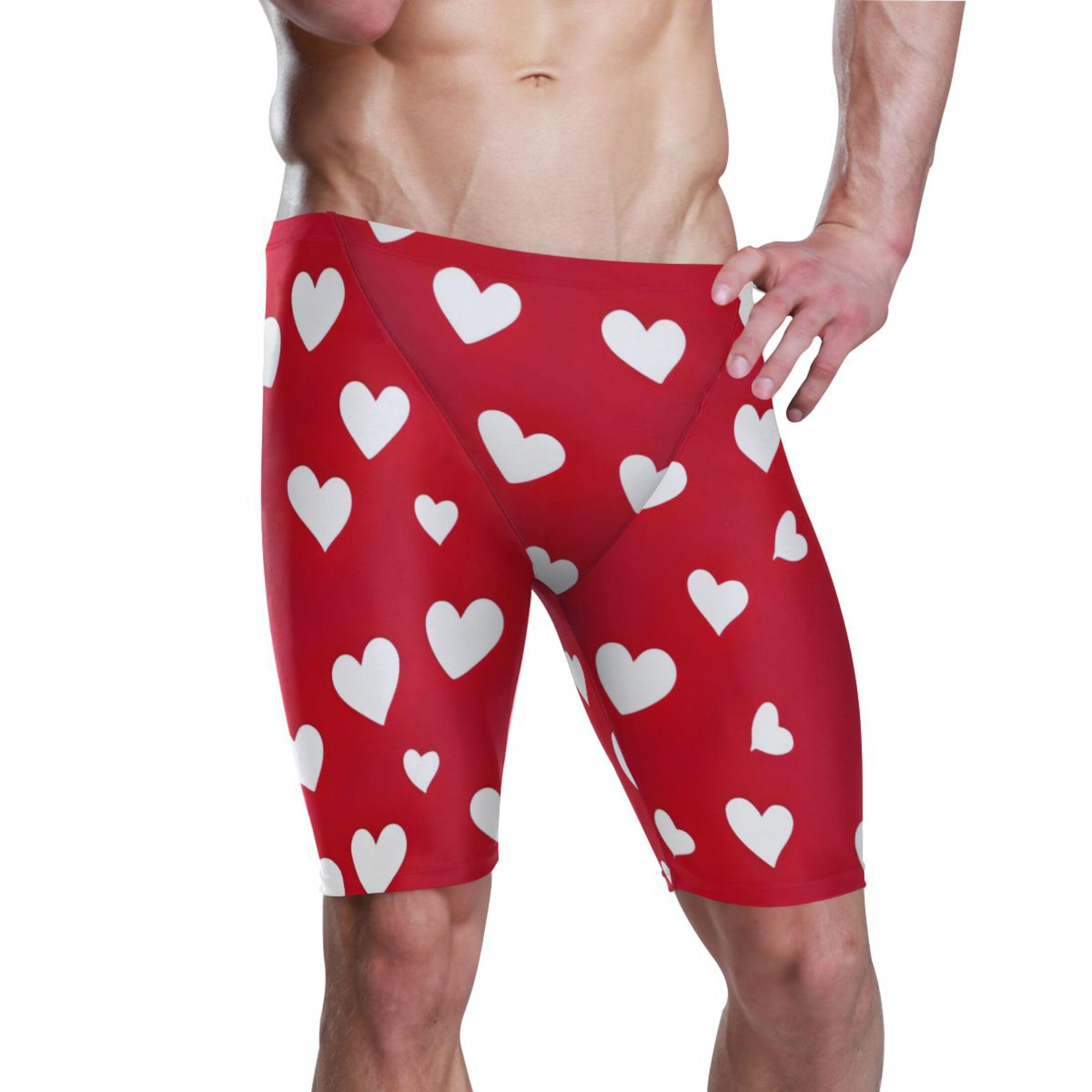 UMIRIKO Valentine's Day Heart Men's Swim Jammers Swimsuit M B0401236