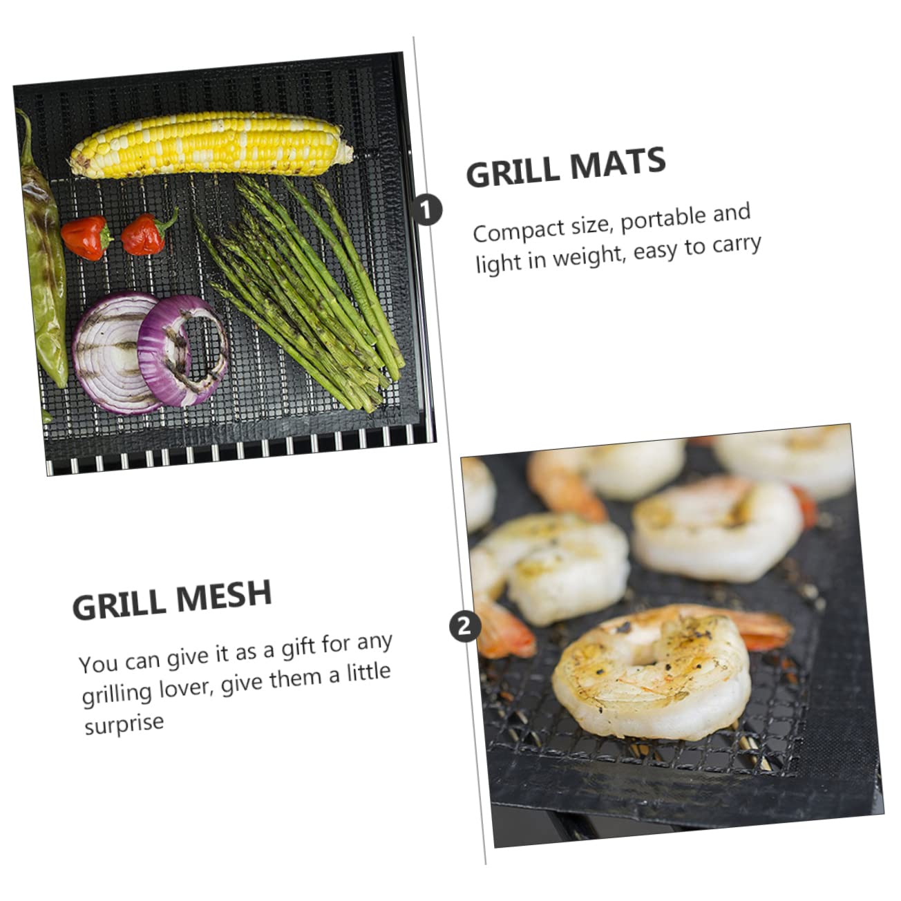 KESYOO 2Pcs Non Stick Grill Mesh Mats Cooking for Grilled Foods Portable and Cuttable for Outdoor Grilling and Camping