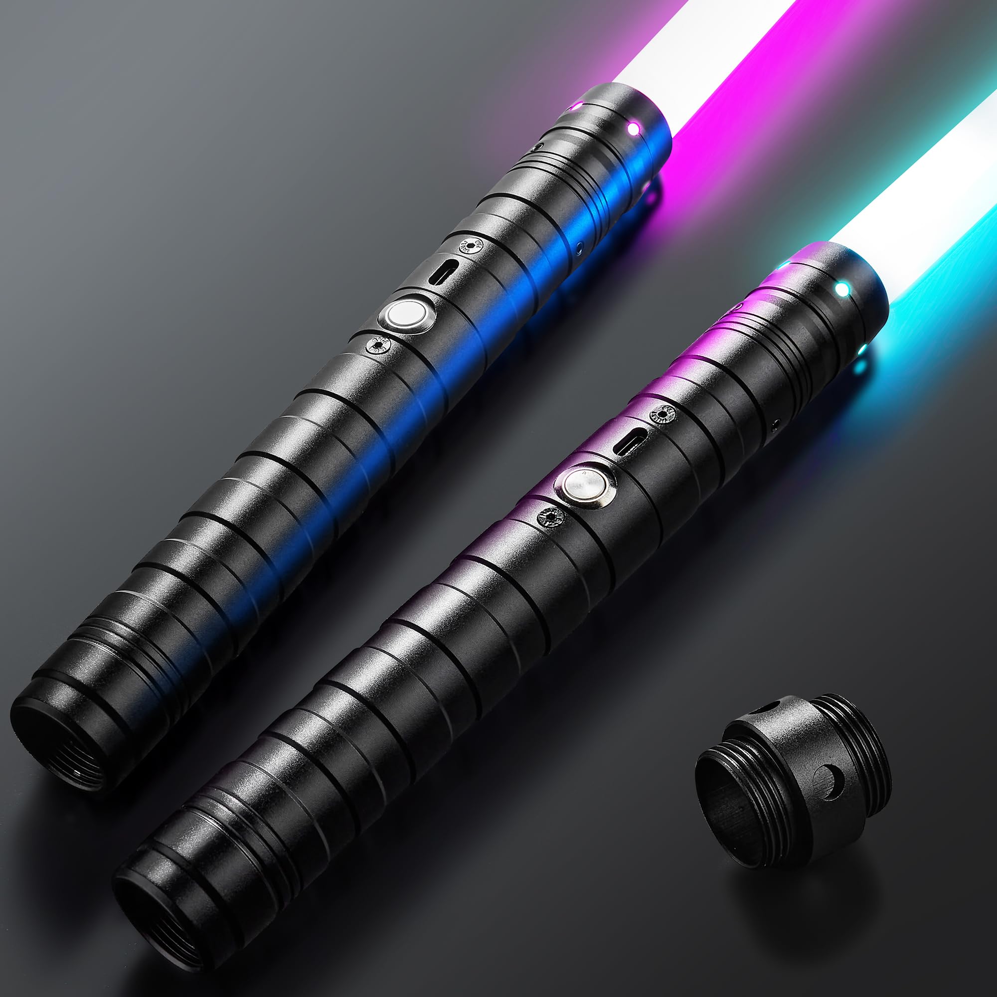 Yumuwind Light Sabers Adult - 2 Pack RGB 15 Colors 3 Modle Voices Lightsaber, Star Wars Lightsaber Sword Toys for Halloween Dress Up Parties, Xmas Gift