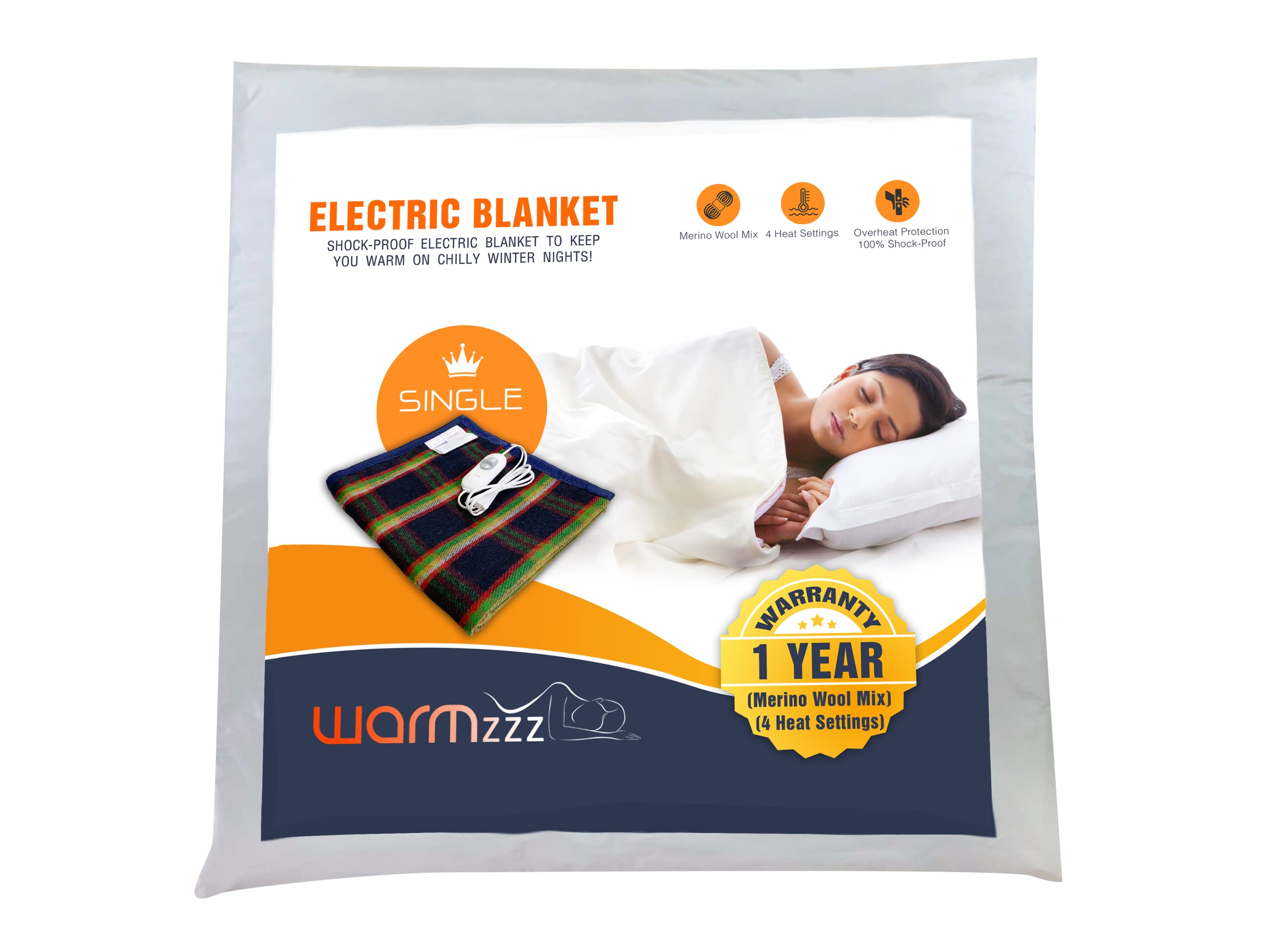 Buy Warmzzz Wool Electric Blanket for Single Bed. Shock-Proof Blanket Heater  with 4 Heat Settings - Checks (Multicolour) Online at Low Prices in India -  Amazon.in