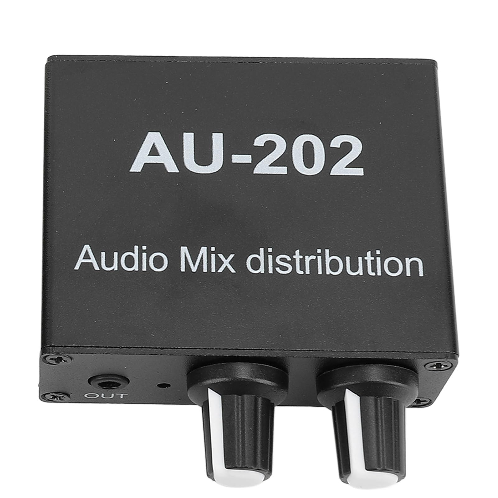 Small Sound Mixer, 2 in 2 Out Metal Construction, Portable Stereo Mixer DC 5-24V 3.5mm for PC for Speakers
