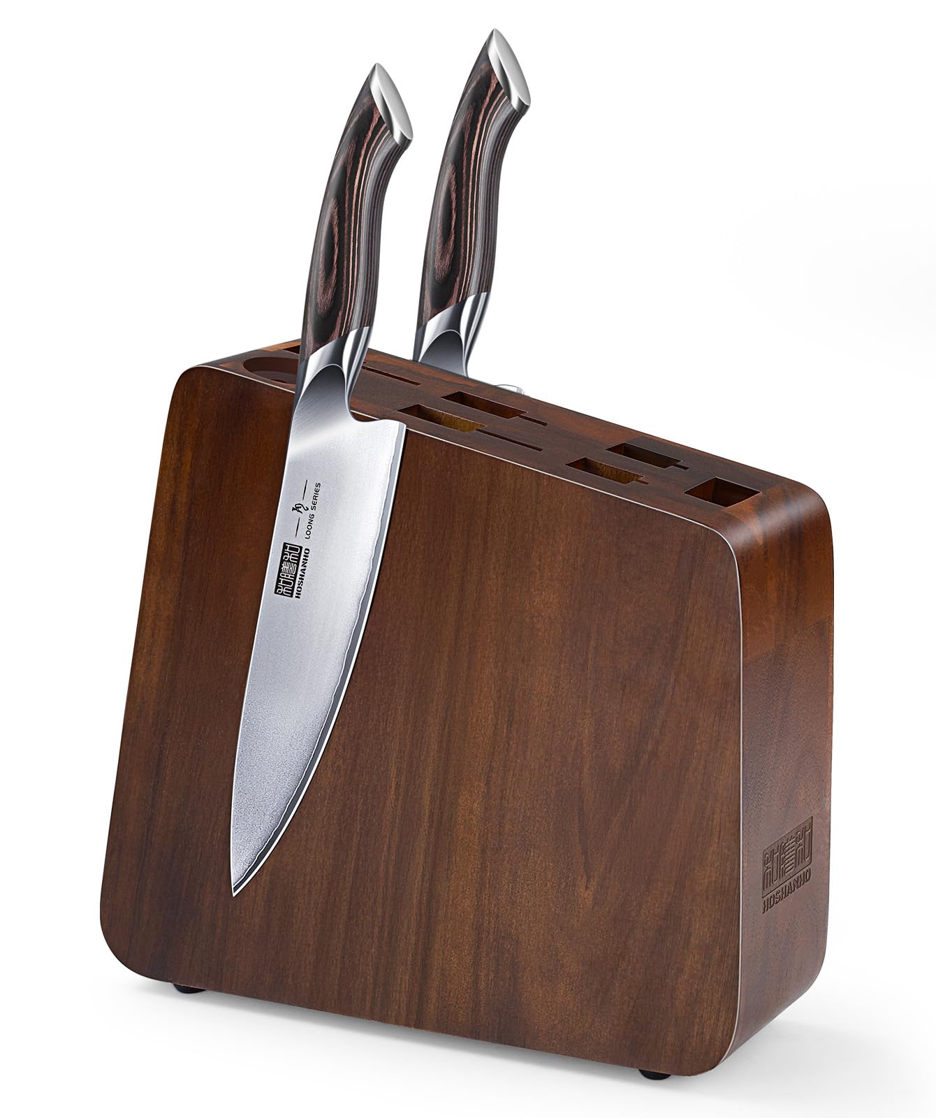 HOSHANHO Magnetic Knife Block 10 x 9 Inches, Double Sided Magnetic Knife Holder and Kitchen Knife Organizer Storage, 7 Slo...