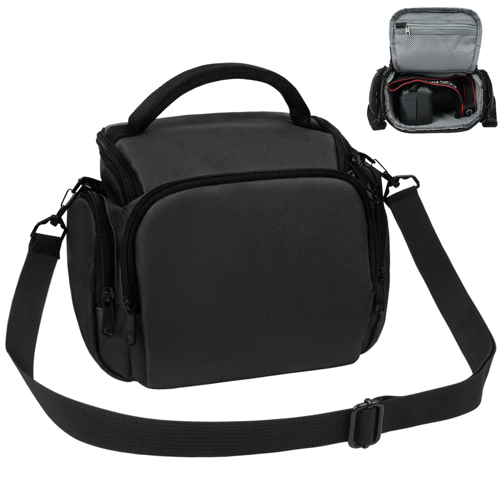 Ainiv Borsa per Fotocamera, Borsa a Tracolla per Fotocamera, Borsa Fotocamera Slr, Piccola Borsa a Tracolla Singola Crossbody Custodia con Cinghia Regolabil,per Macchina Fotografia DSLR/SLR, Nero