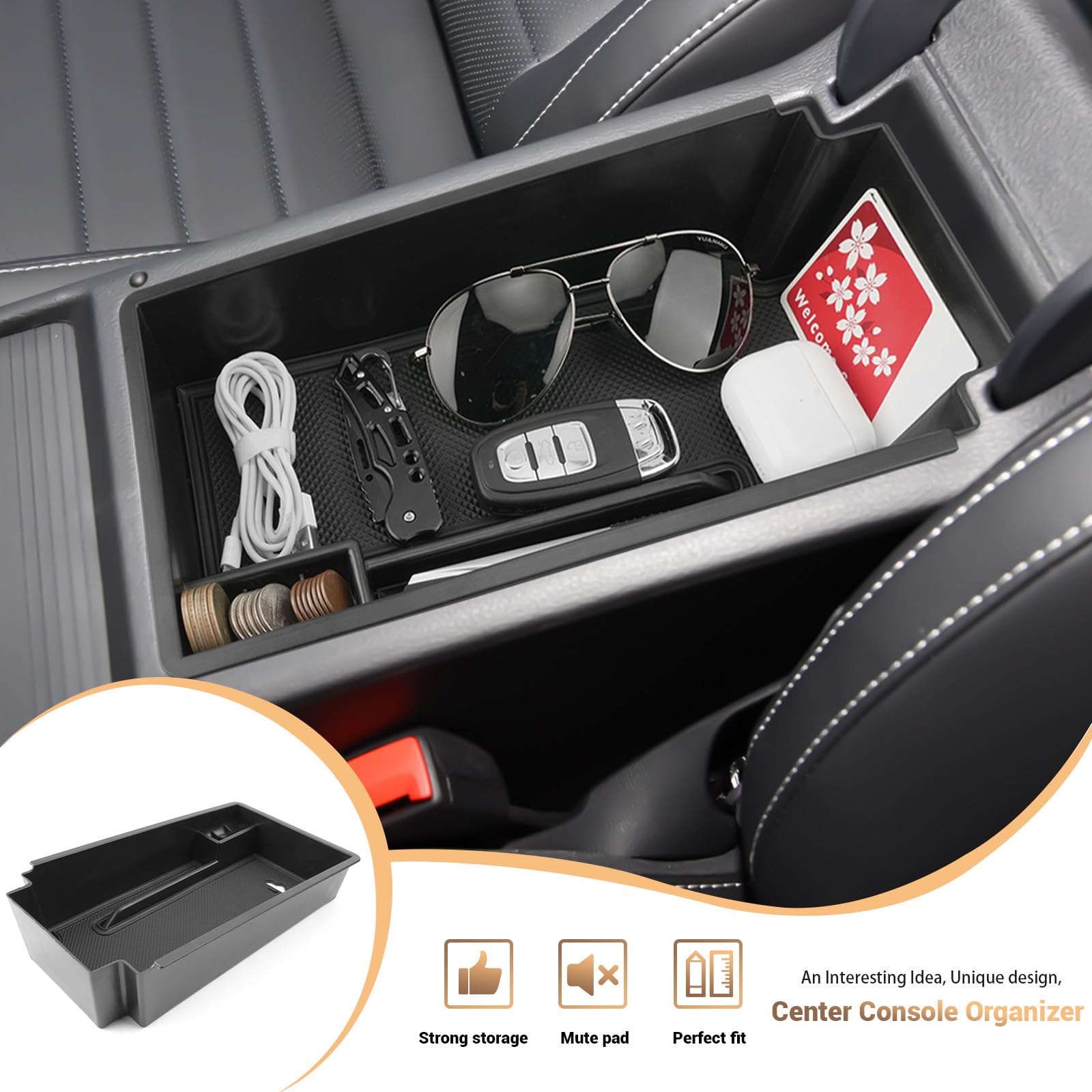 YEE PIN Opbergbox voor middenconsole, middenarmsteun, handschoenenvak