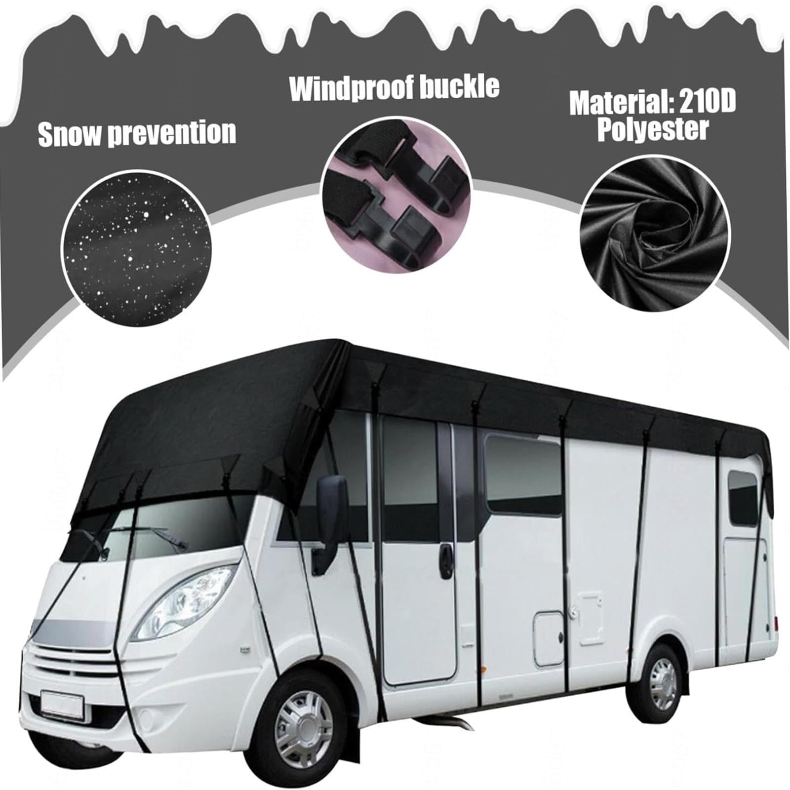 Funda Caravana Tela Oxford 210D Funda Caravana Almacenamiento Plegable, Fácil De Limpiar Lona para Remolque Funda Autocaravana,7.5m×3m