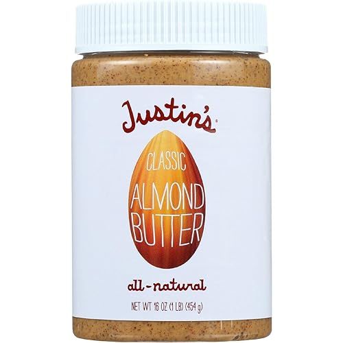 Miniatura 1 de JUSTINS Mantequilla de almendras clásica sin gluten tarro de 16 onzas