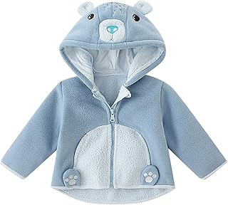 Casaco de lã para meninos recém-nascidos meninos meninas outono e inverno manga longa zíper lã cabeça animal casaco casaco com capuz