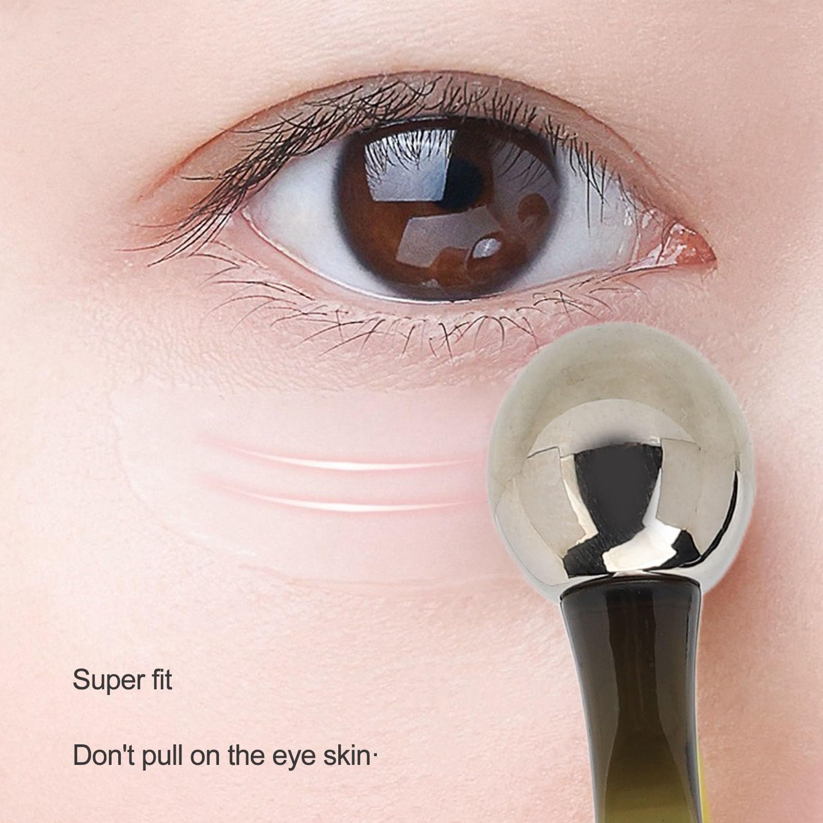 Aplicador de Crema para Ojos de 2 Piezas, Bolas de Rodillo de Aleación de Zinc, Masajeador, Cuchara para Crema, Aplicador para el Cuidado de los Ojos, Varita para Reducir el