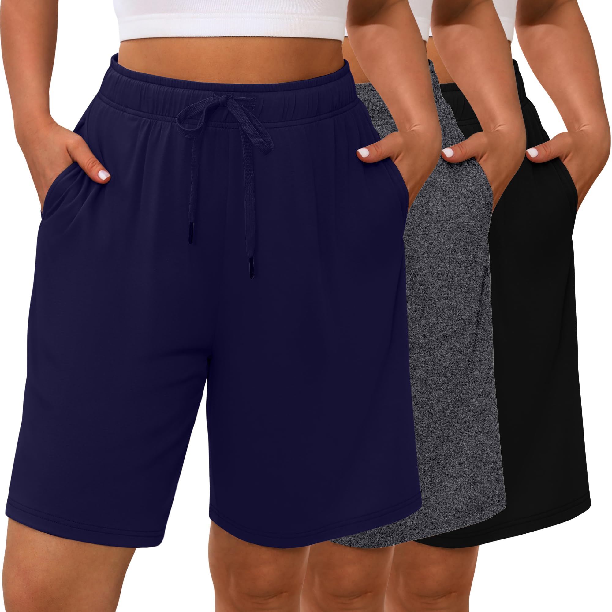 Evervibe 3 Pack Women's Plus Size Bermuda Shorts