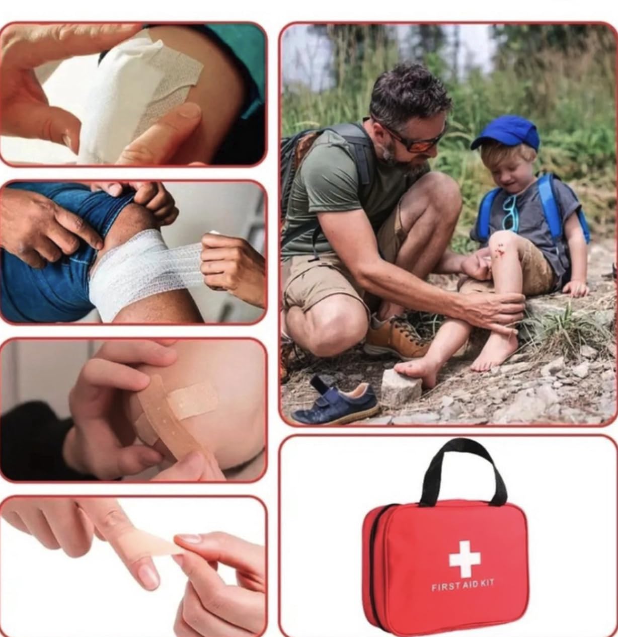 Kit First Aid 210 Pieces – Kit di emergenza compatto e portatile, impermeabile e durevole, include la scatola di emergenza e la cura bruciata – per casa, auto, viaggi e attività all'aperto QuickPrep