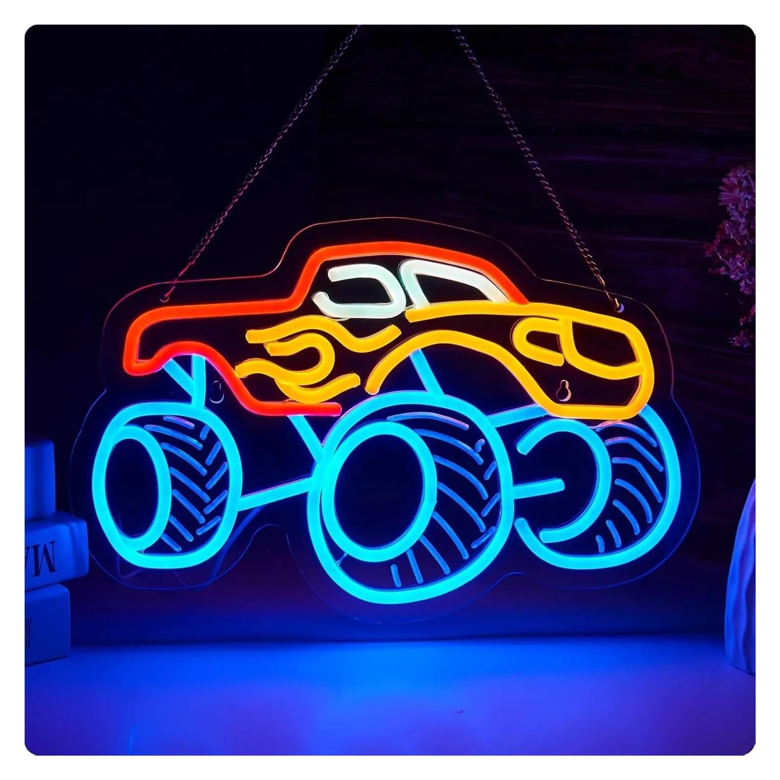 SHOUXI Sign Lamp Truck Neon Sign for Birthday Kids Boys Room Playroom Decoration 40.6x26cm