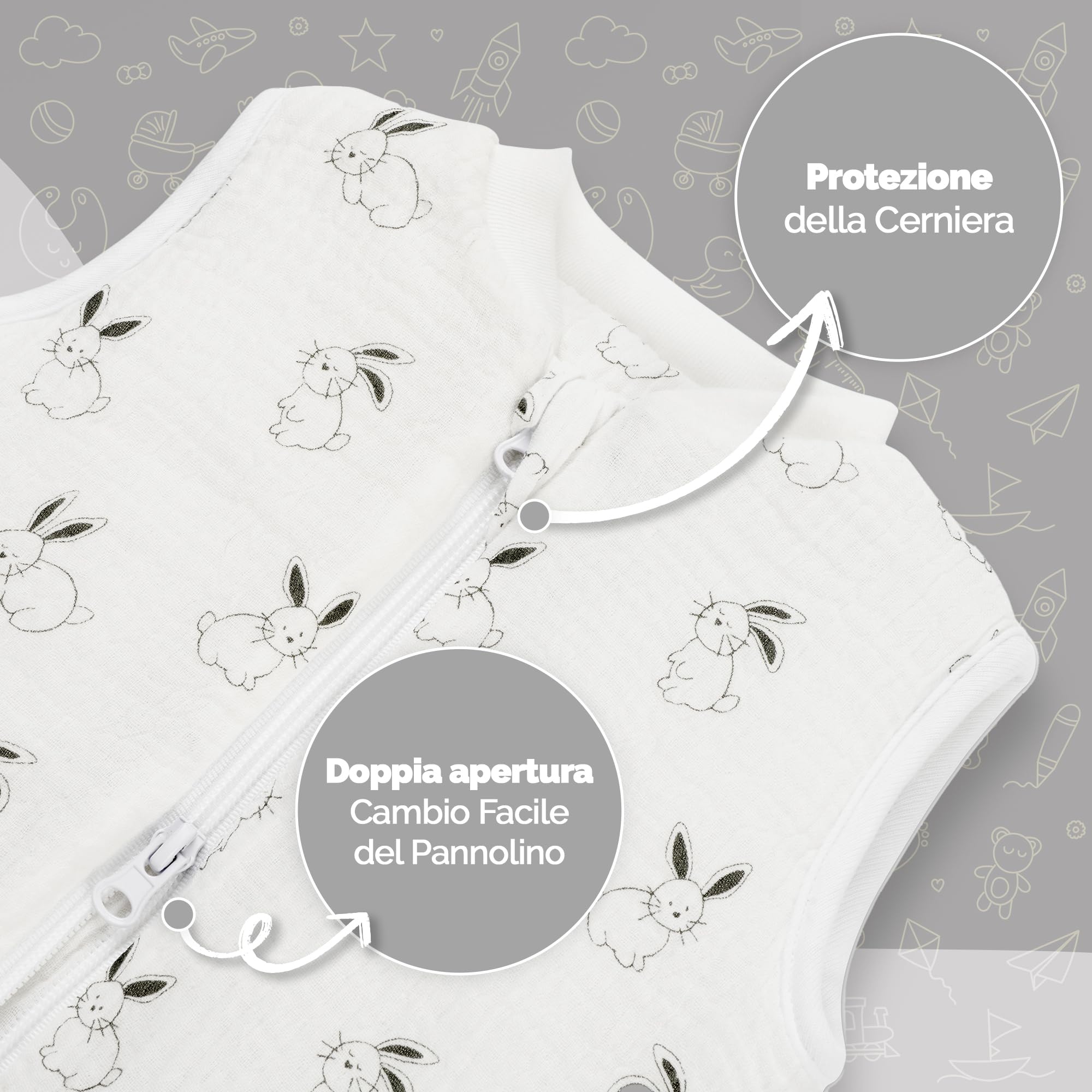 Juicy Bumbles Sacco Nanna con Piedini 2.5 Tog Imbottito in Garza di Cotone - Sacco Nanna Invernale 1-4 Anni - Sacco Nanna 2.5 Tog con Gambe Sacco Nanna Autunno Inverno