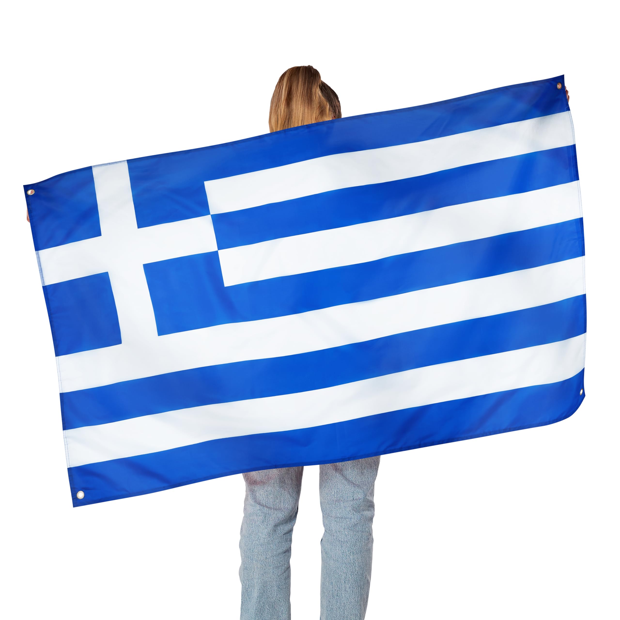 Runesol Greece Flag, 91x152cm, 3ft x 5ft, 4 Grommets, Eyelet In Every