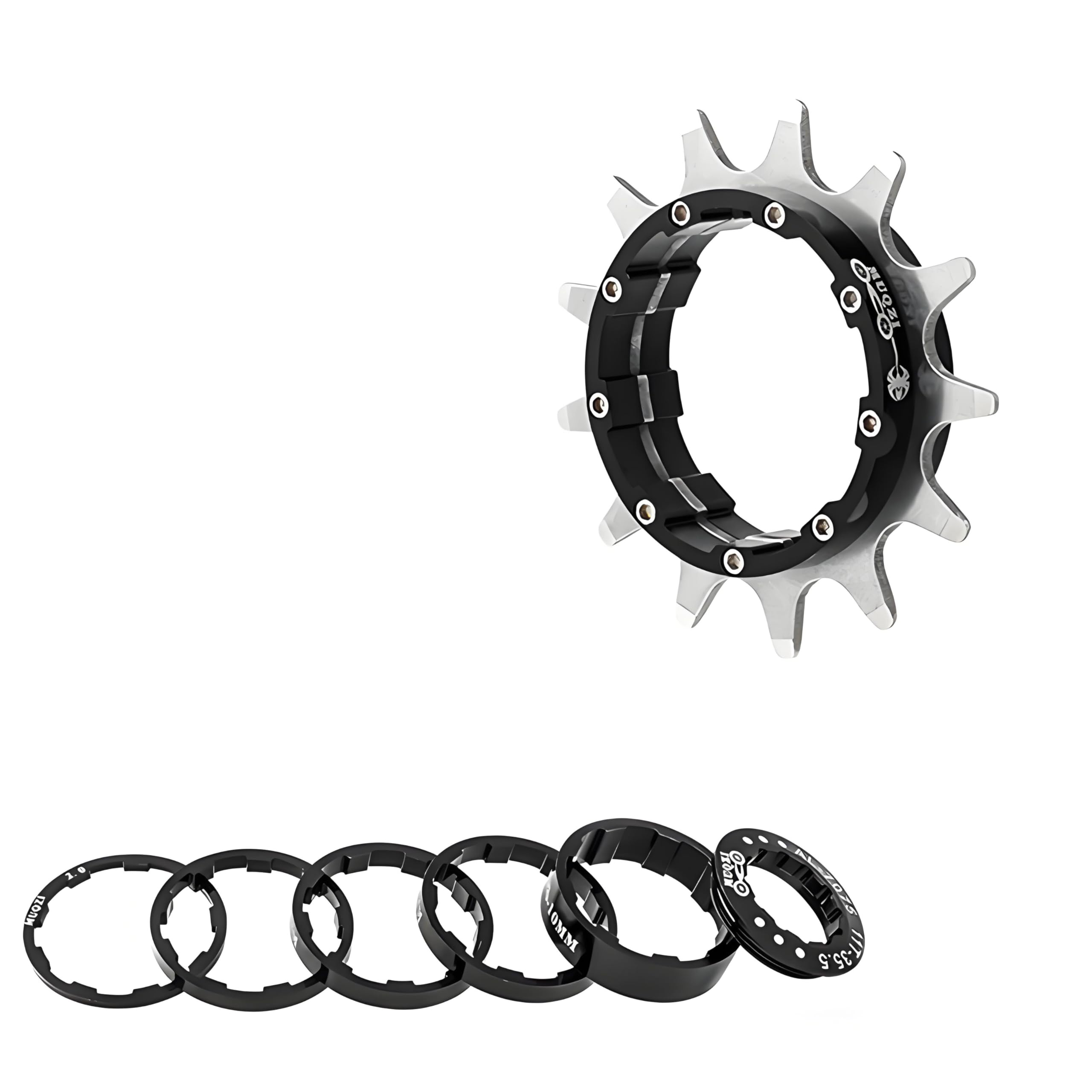 HillMiles MTB Single Speed Bike Freewheel, 12/13/14/15/16/17/18/19/20/21/22T Single Speed Cassette, Bicycle Freewheel Single Speed Conversion Kit with Spacer (13T)