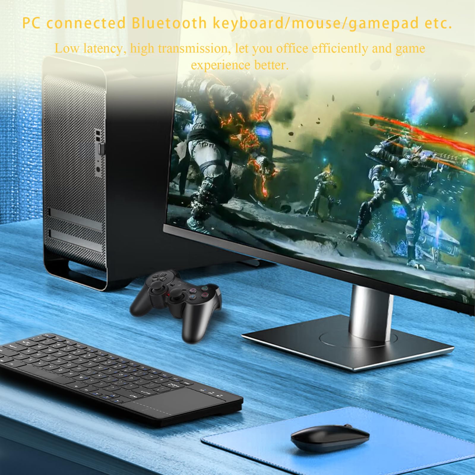 Chiavetta Bluetooth 5.4 per PC Bluetooth USB Adattatore Bluetooth Trasmettitore Low Latency，Plug & Play für PC,Mouse, Tastiera, Cuffie, Telefono Cellulare, Altoparlanti con Windows 11/10/8.1（Nero)