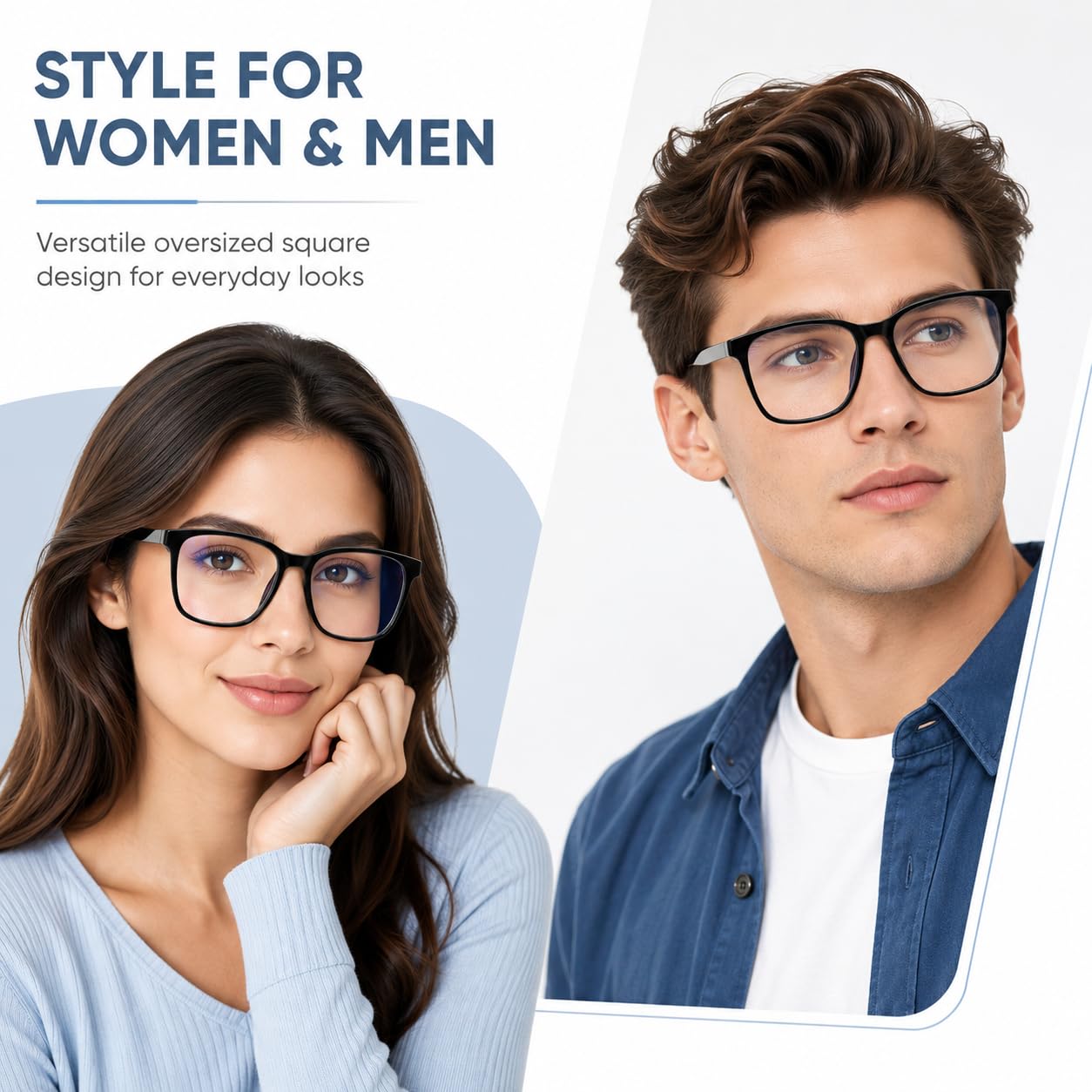 Luz azul cuadrada de bloqueo de gafas de computadora anti luz azul para mujeres hombres
