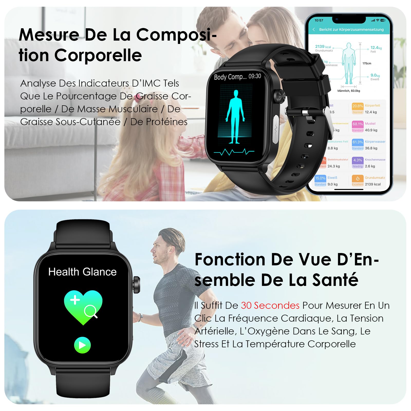 Marsyu 2026 Montre Connectée Santé avec ECG/HRV/Pression Artérielle/Sommeil
