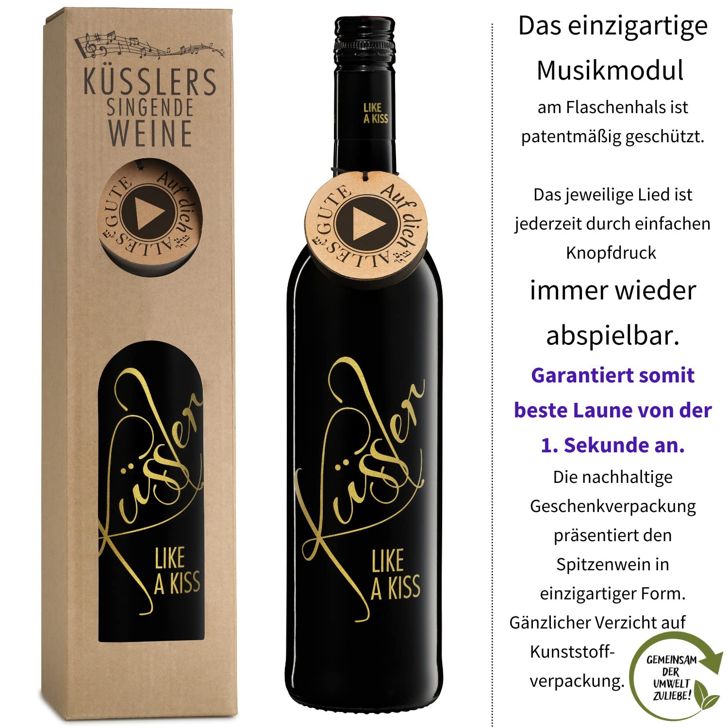 Neu! SINGENDER WEIN zum GEBURTSTAG - ein Cuvée weiß mit eigenem Geburtstags-Lied - im nachhaltigen Geschenkkarton - das ideale Weingeschenk!