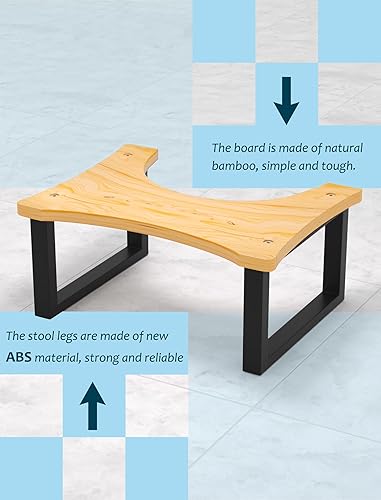 Miniatura 6 de REGIS Taburete de inodoro de bambú para adultos, niños, compatible con orinal sentadilla, taburete de inodoro de 7 pulgadas, diseño simple original,