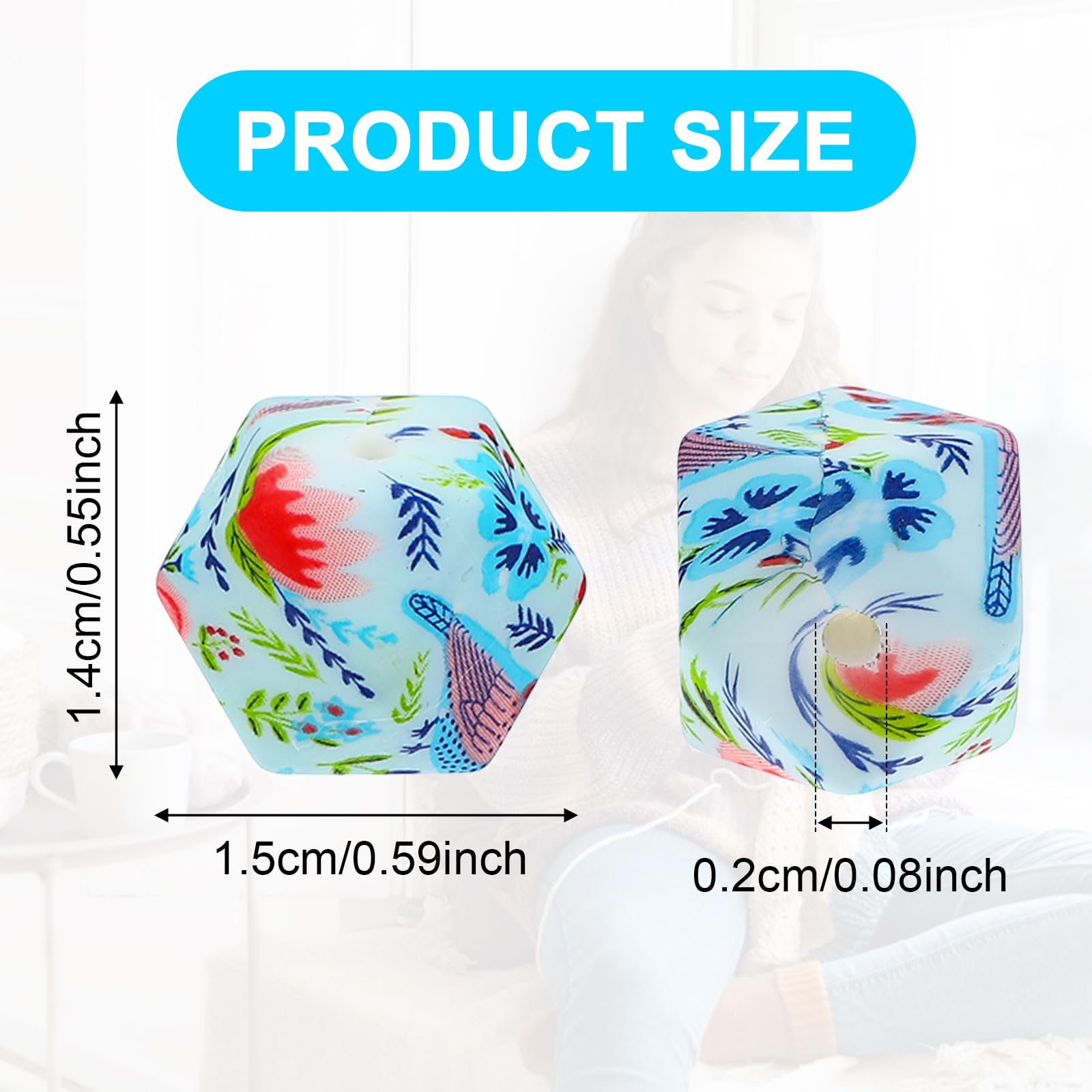 Set 8 Fermi Per Ferri Da Maglia In Silicone - Protezione Punta Con Motivo Floreale - Foto 5