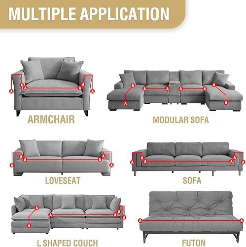 Miniatura 9 de H.VERSAILTEX Funda de sofá impermeable de felpa para respaldo y apoyabrazos, mullida, suave, antideslizante, lavable, funda protectora para perros,