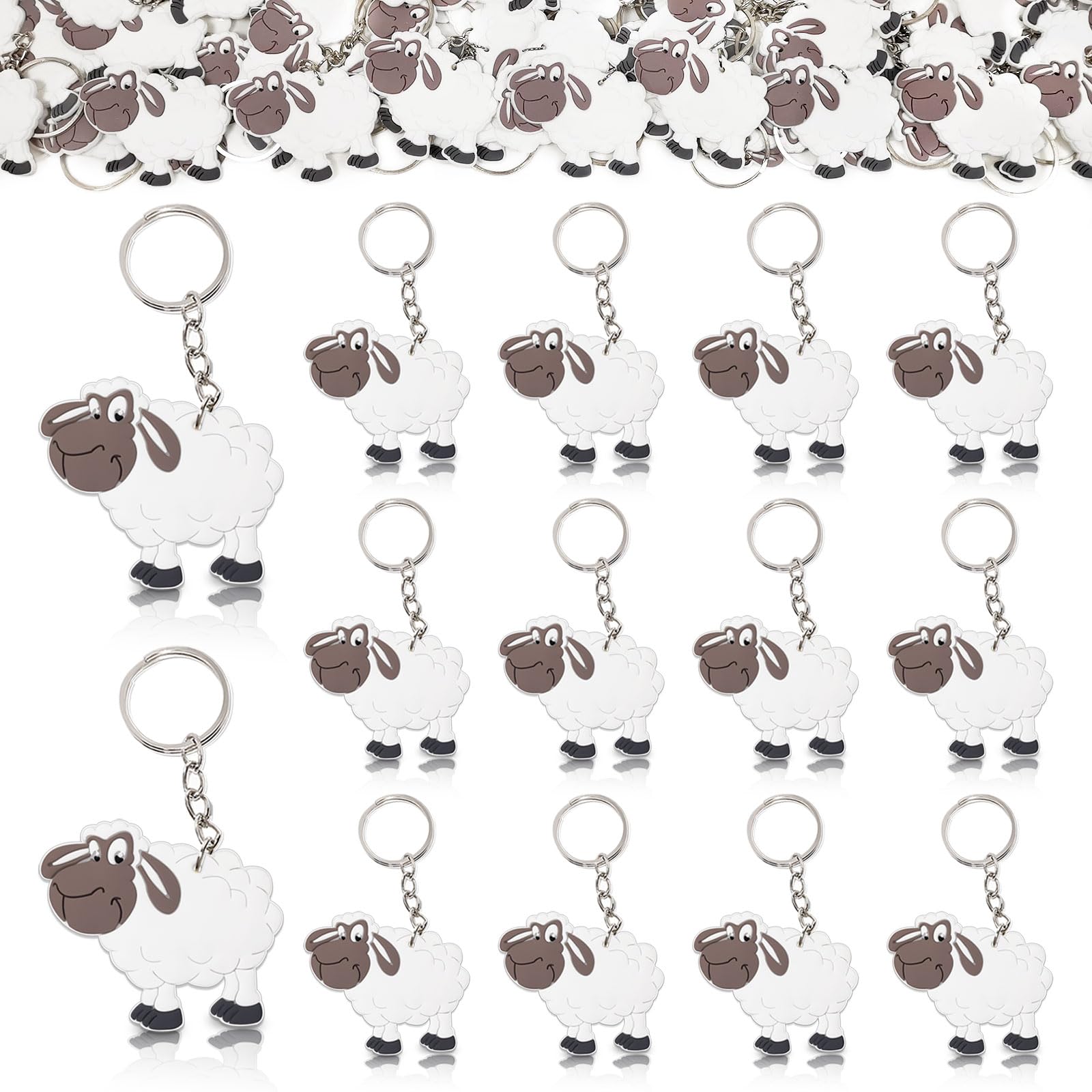 CiciBear 24 Pack Sheep Keychains Party Decoration for Guests, Farm Animal Themed Party, Baby Shower, School Party, Zoo Kids Birthday