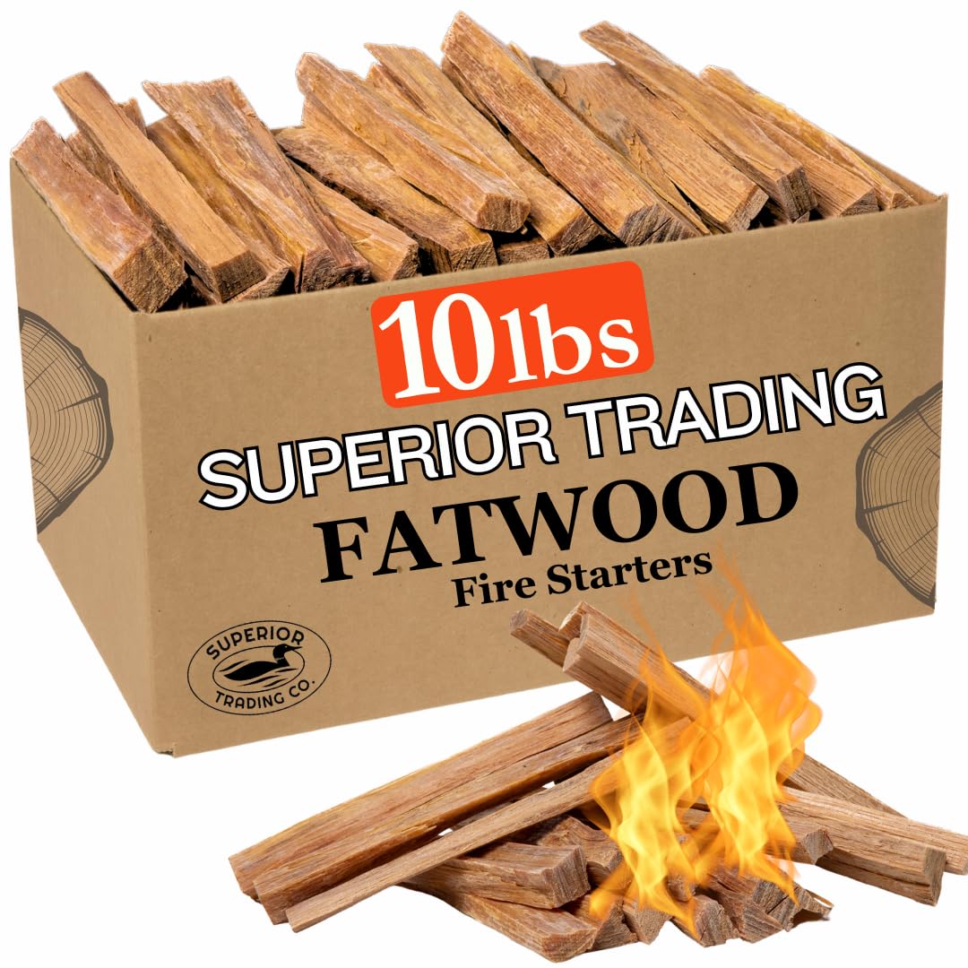 Superior Trading Premium Fatwood Fire Starter Sticks, Natural Kindling for Fireplaces, Wood Stoves, Winter Camping Fire Starter, Fire Lights, 10 lbs