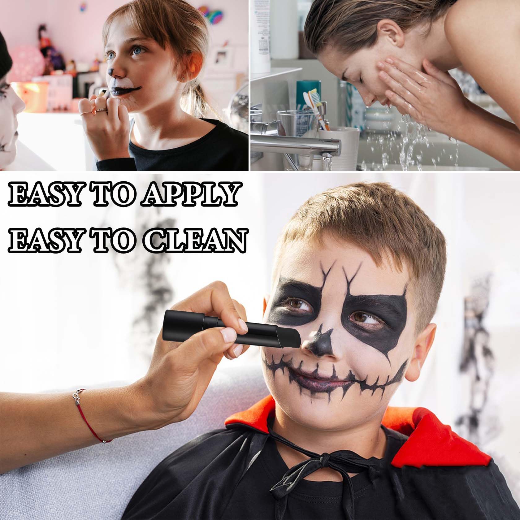 Barra de pintura negra para rostro y cuerpo, ojo de alta pigmentación, barra negra de larga duración, lápiz labial negro mate, impermeable, para Halloween, fiestas de disfraces, zombi, cosplay 5