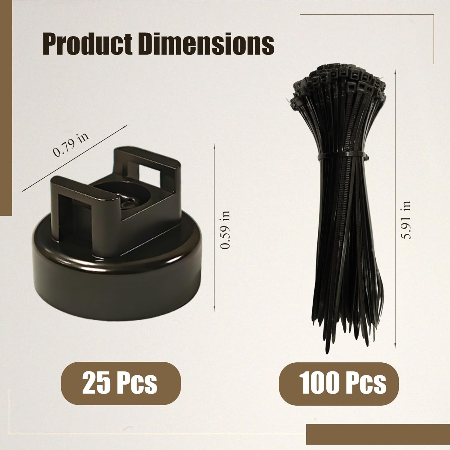 Magnetic Cable Zip Tie Mounts, 25 Pcs Magnets with 100 Pcs Cable Zip Ties, Multipurpose Cable Holder Magnets Magnetic Wire Management Bases with Heavy Duty Zip
