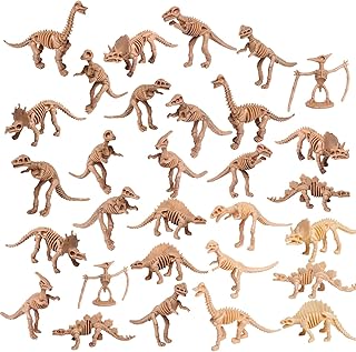 UPINS 30 Pack Dinosaur Fossil Skeletons 3.7 Inch Assorted Dinosaur Skeleton Toy Figures Dino Bones Educational Gift for Science Play Dino Sand Dig Party Favor Decorations