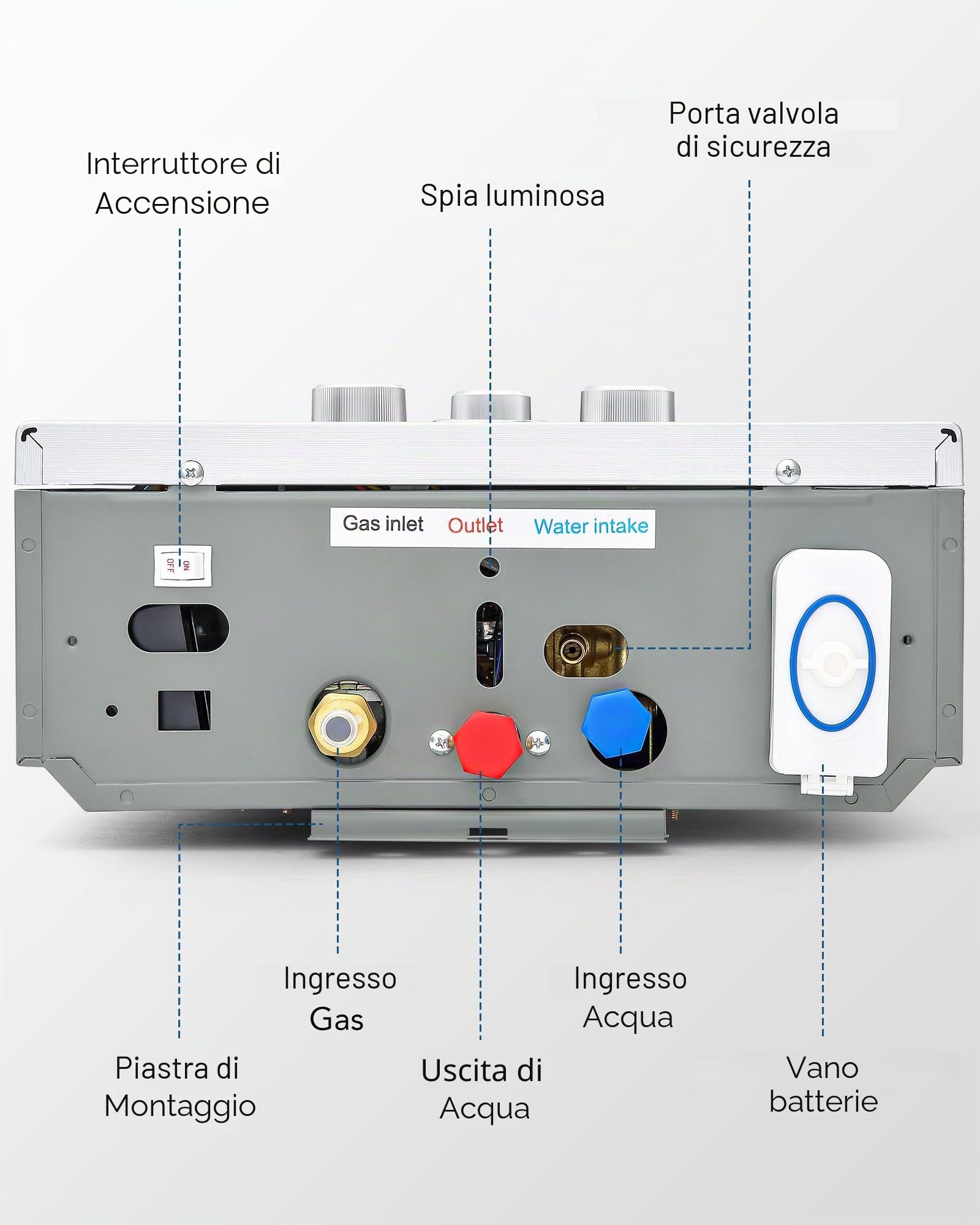CO-Z 18L/min Scaldabagno a Gas GPL con Modalità Inverno ed Estate 30.6 kW Caldaia a Gas GPL a Parete senza Serbatoio Scaldabagno a Gas Butano con Anima in Rame e Display a LED