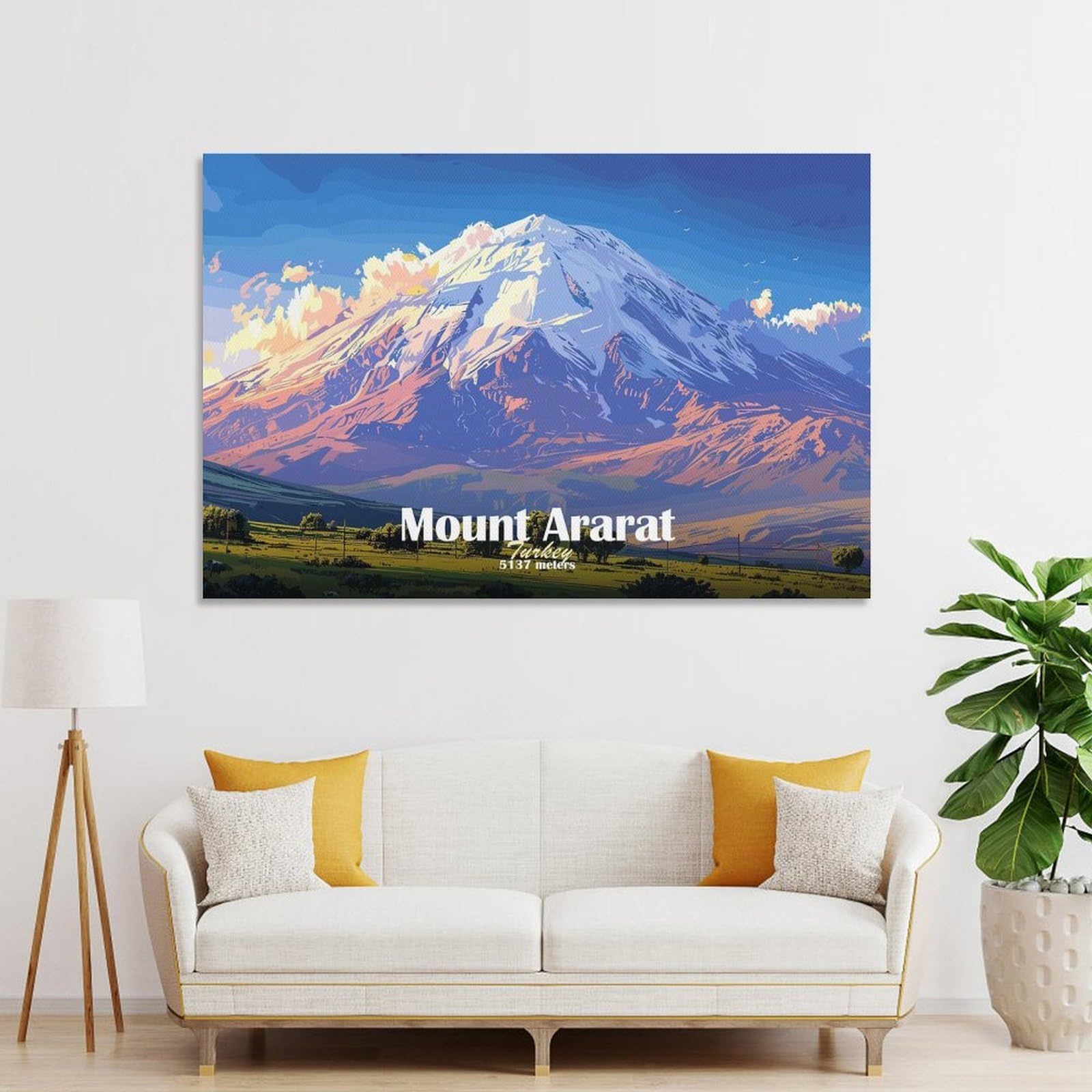 Junmoney Mount Ararat Landscape Home Decor Wall Art 20x30inch(50x75cm), for Small Homes, Bedrooms Or Open Spaces, An Easy Choice for New Home Styling