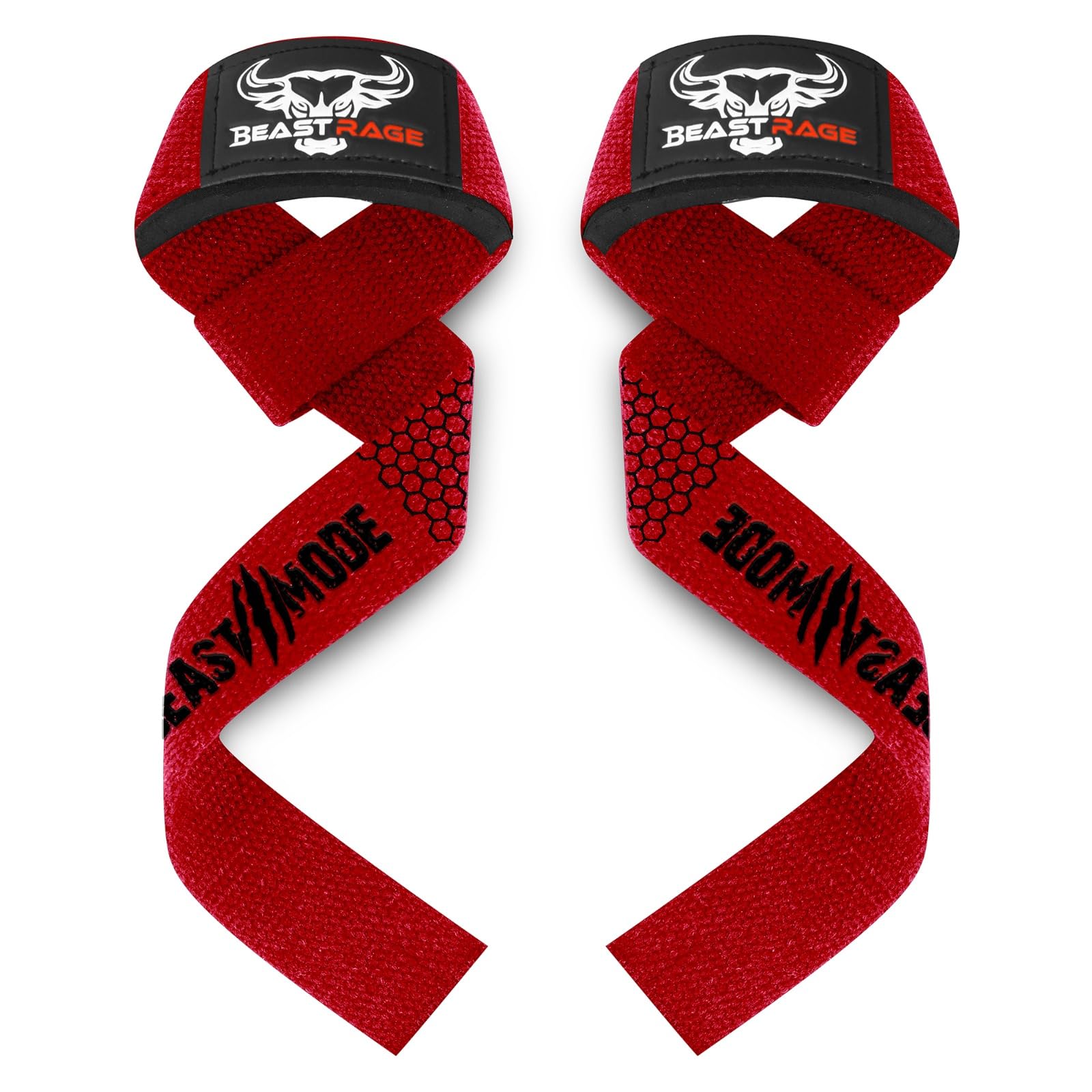 BEAST RAGE Zughilfen für Krafttraining (Fitness Straps) Kreuzheben Gurte Frauen Männer (Gepolstert) Gewichthebergurte Baumwolle Handgelenkstütze Griffe Hantel Bar (Lifting Straps)(Wrist Wraps)