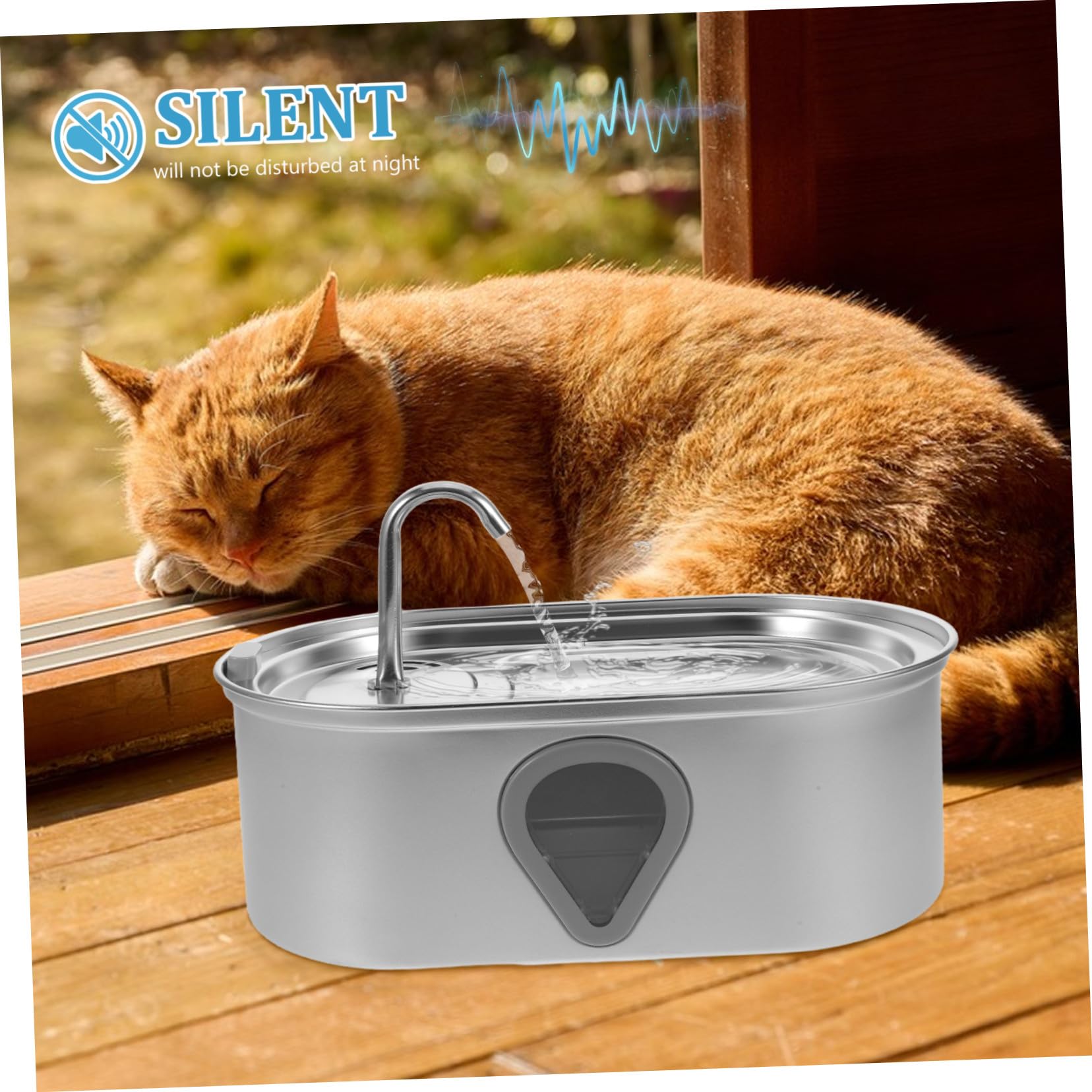 BESTonZON Bebedero Automático para Gatos Acero Inoxidable Dispensador de Agua Recarga USB para Interiores Adecuado para Perros y Gatos Pequeños